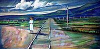 Storm Warning new version - a railway track and a lone figure
