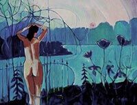 Summer is Ended - figure by the lake